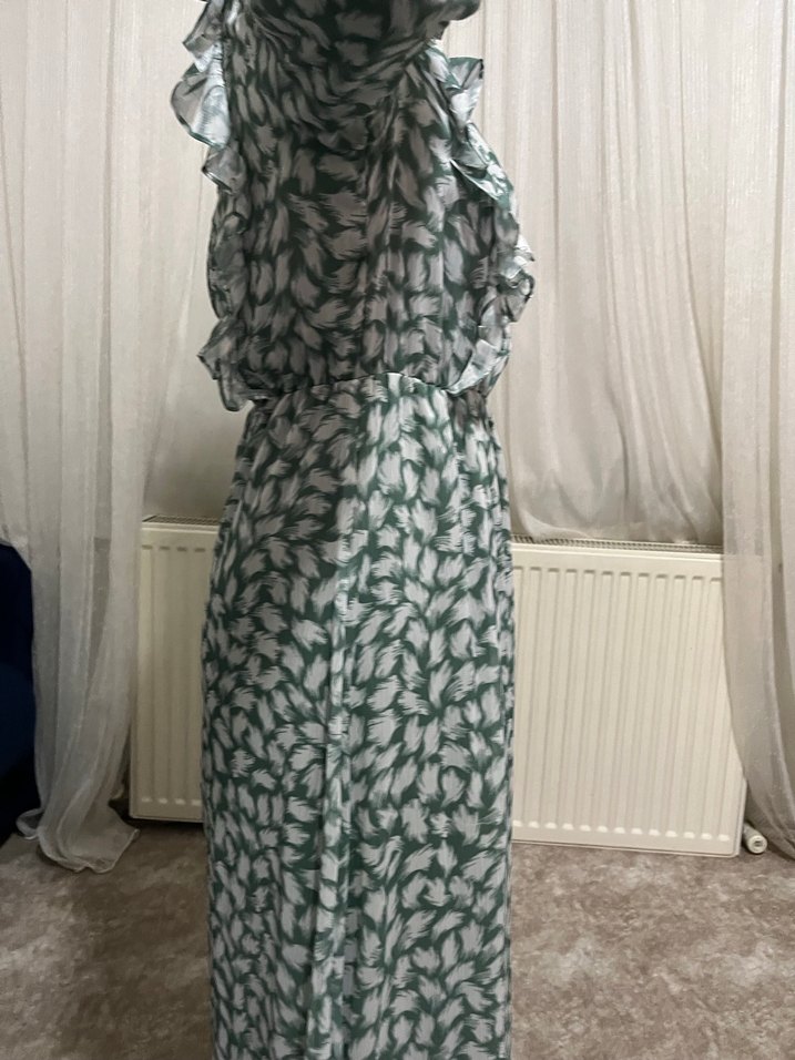 Uzun Bohem Kadın Elbise Gri Desenli - Görsel 4