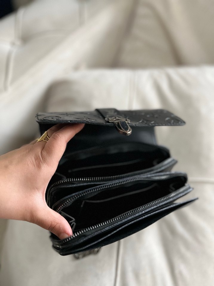 Siyah Deri Zincir Detaylı Kadın Çanta - Görsel 3