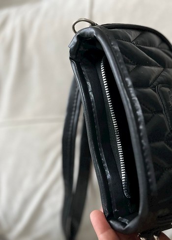 Siyah Deri Kadın Çanta Fermuarlı - Görsel 2