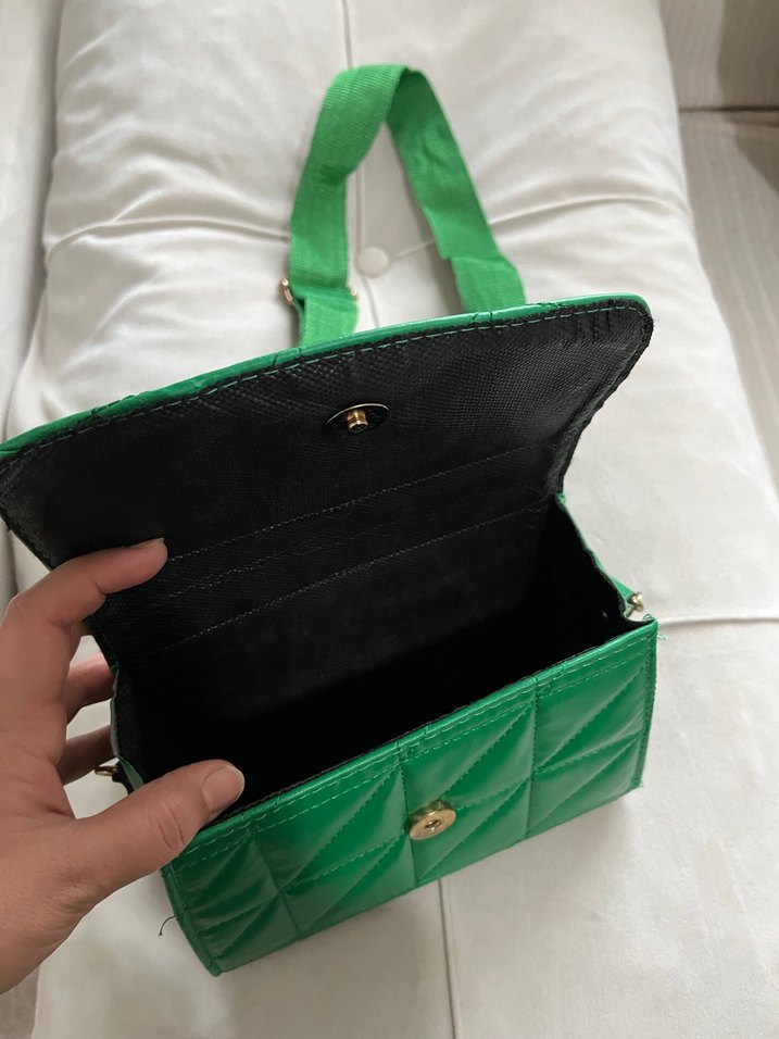 Deri Yeşil Kadın Çanta - Görsel 2