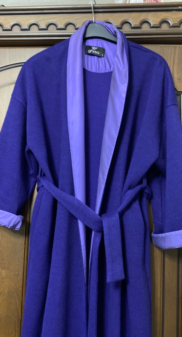 Kadın Mor Uzun Kollu Uzun Boy Sabahlık - Görsel 2