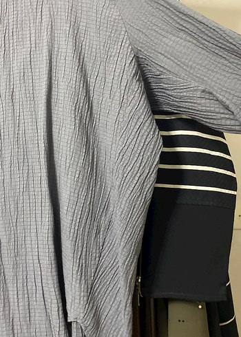 Gri Kadın Keten Düğmeli Gömlek - Görsel 3