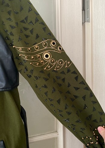 Kadın Haki Süet Uzun Trençkot - Görsel 3