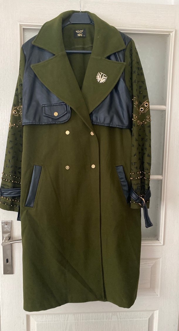 Kadın Haki Süet Uzun Trençkot - Görsel 2