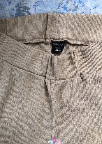 Bej Kadın Pilili Salaş Pantolon - Görsel 3