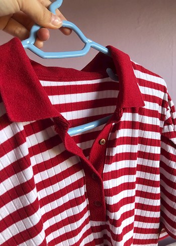 Kırmızı Çizgili Polo Tişört - Görsel 2