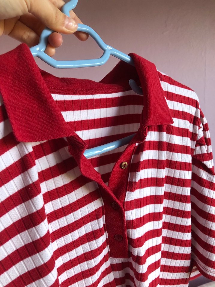 Kırmızı Çizgili  Polo Tişört - Görsel 2