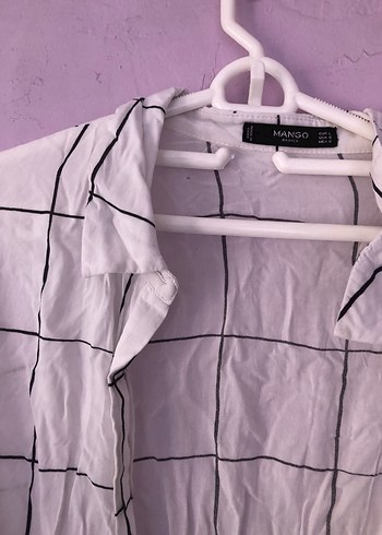 Beyaz Kareli Uzun Kollu Gömlek - Görsel 2