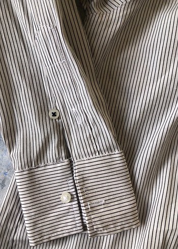 Gri Kadın Keten Gömlek, Düğmeli, Salaş Kesim - Görsel 3