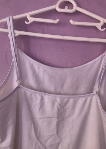 BeyazPamuklu İnce Askılı Kadın Atlet - Görsel 2