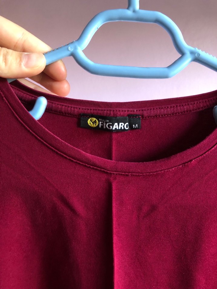 Bordo Kadın Kısa Kollu Basic Tişört - Görsel 2