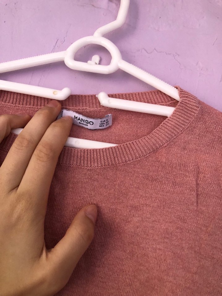 Pembe Oversize Keten Kadın Kazak defolu - Görsel 2