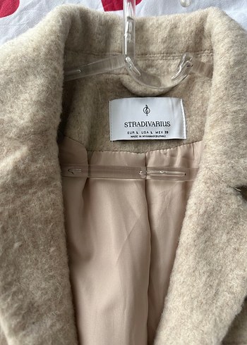 Stradivarius Bej Düğmeli Yün Kadın Midi Kaban