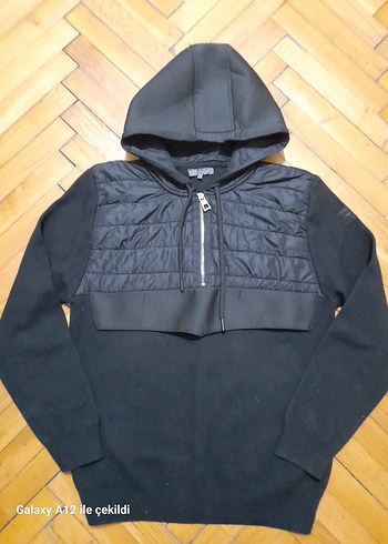 Erkek Kapüşonlu Fermuarlı Siyah Sweatshirt - Görsel 5