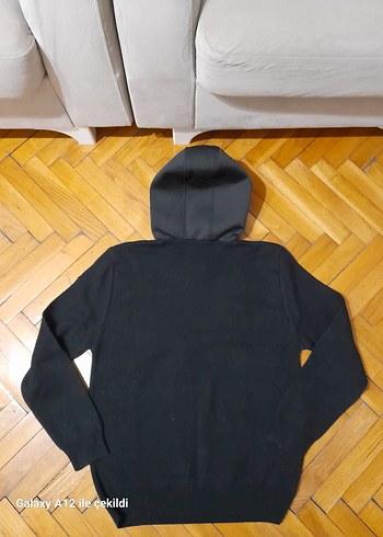 Erkek Kapüşonlu Fermuarlı Siyah Sweatshirt - Görsel 4