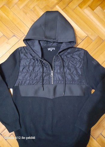 Erkek Kapüşonlu Fermuarlı Siyah Sweatshirt - Görsel 3