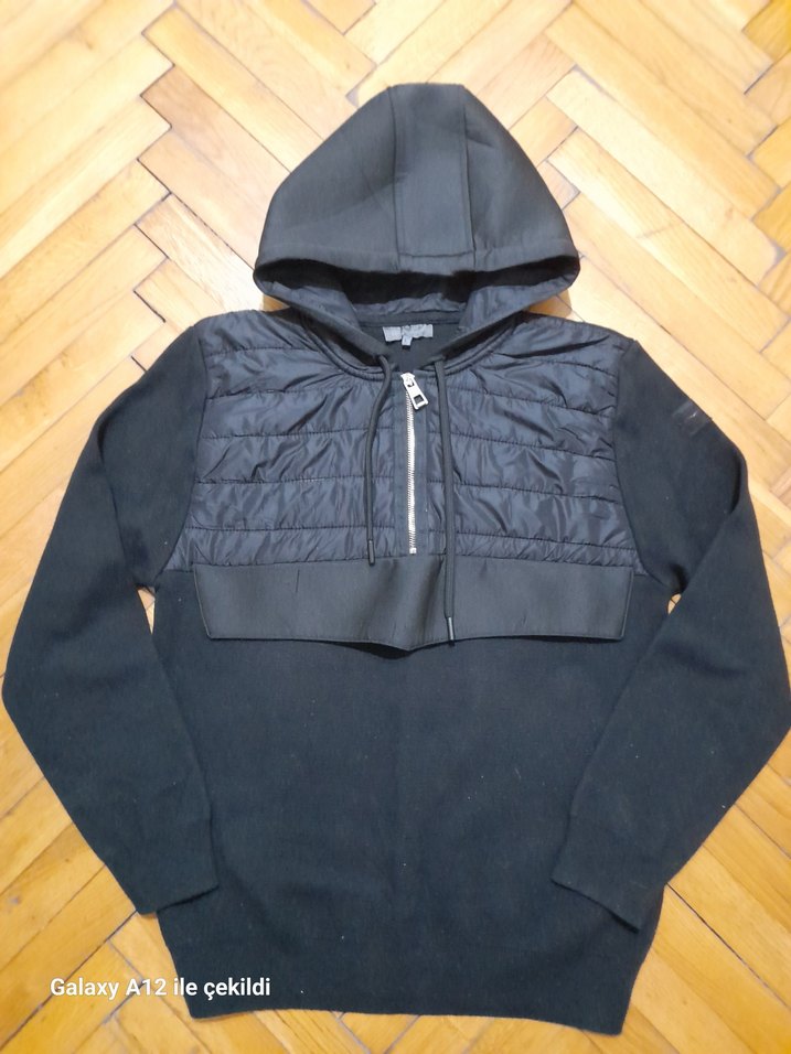 Erkek Kapüşonlu Fermuarlı Siyah Sweatshirt - Görsel 5