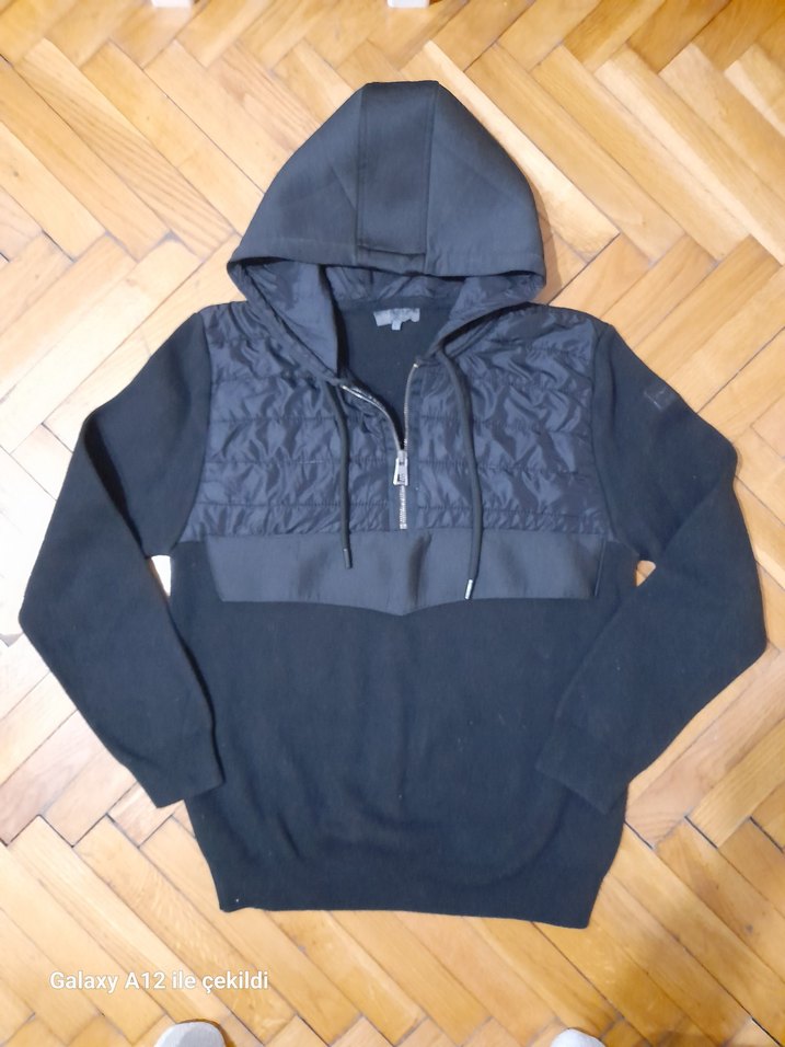 Erkek Kapüşonlu Fermuarlı Siyah Sweatshirt - Görsel 2