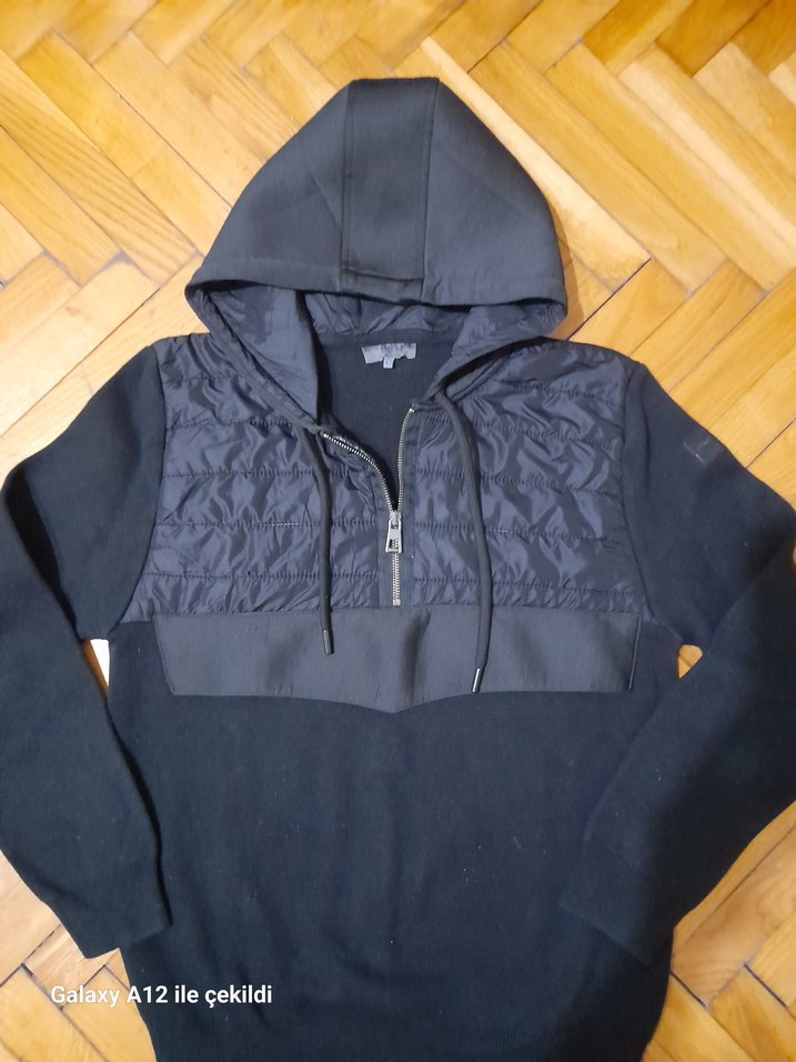 Erkek Kapüşonlu Fermuarlı Siyah Sweatshirt - Görsel 3