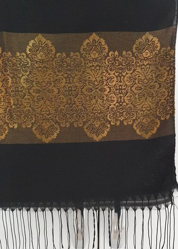 Alvise Püsküllü Siyah Kadın Şal - Görsel 2