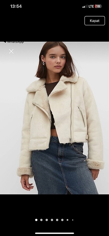 Stradivarius krem biker mont
