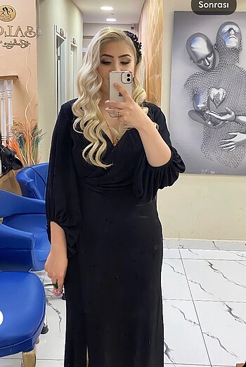 Siyah simli abiye elbise
