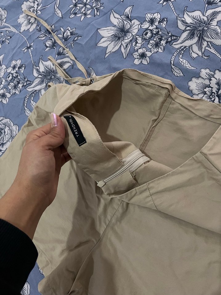 Kemerli Bej Mini  Şort etwk - Görsel 3