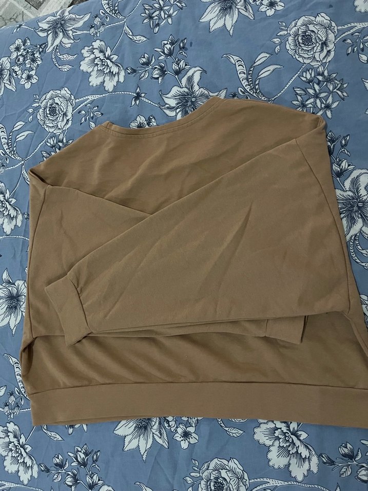 Kızlar için bol kesim uzun kollu kahverengi sweit - Görsel 4