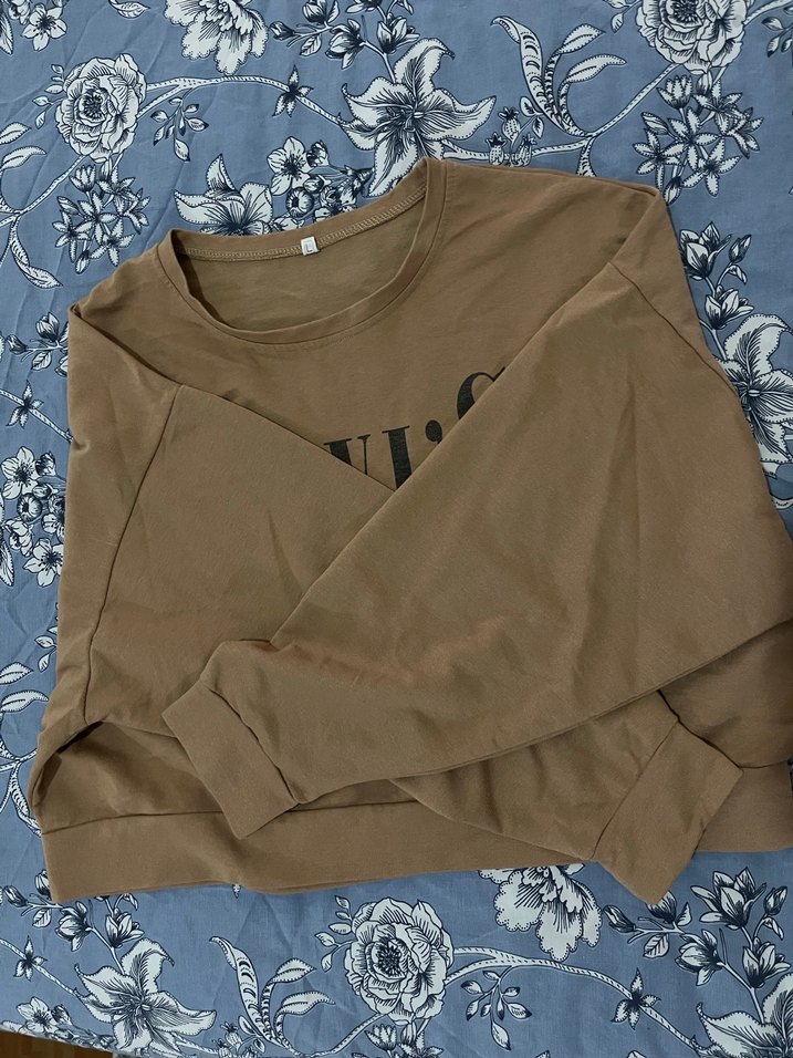 Kızlar için bol kesim uzun kollu kahverengi sweit - Görsel 5