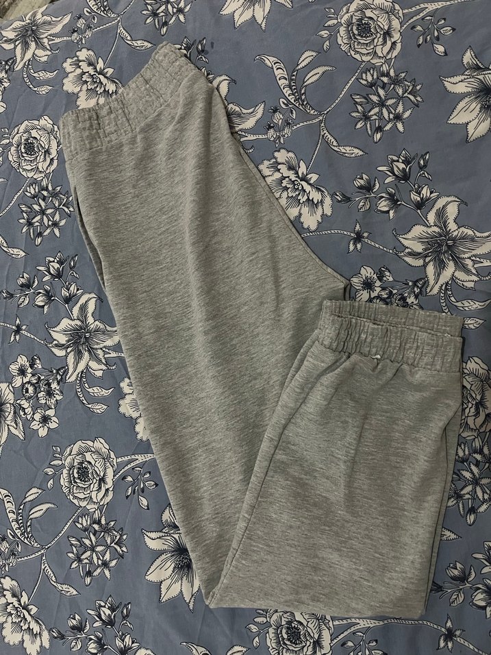 Gri Pamuklu Rahat Kesim Kadın Eşofman Altı - Görsel 3