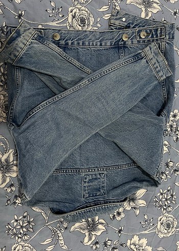 Düğmeli Mavi Kadın Denim Ceket - Görsel 3