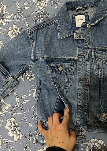 Düğmeli Mavi Kadın Denim Ceket - Görsel 4