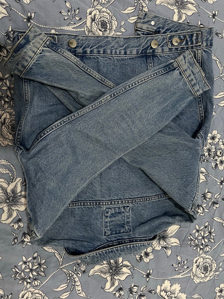 Düğmeli Mavi Kadın Denim Ceket - Görsel 3