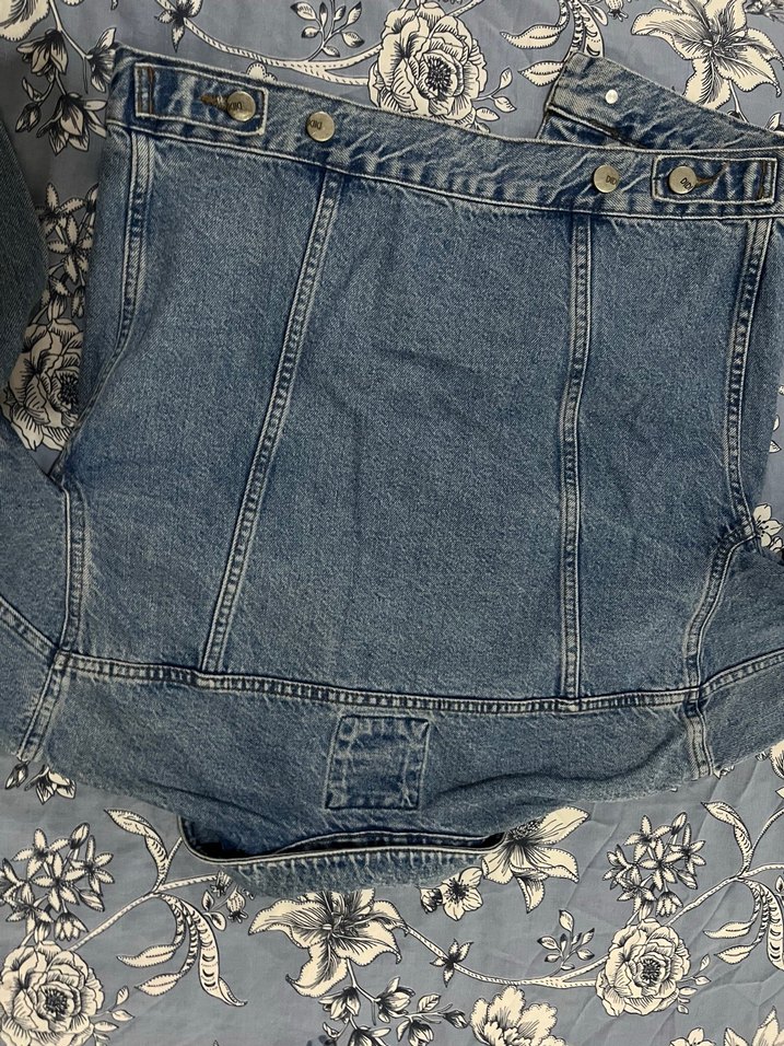 Düğmeli Mavi Kadın Denim Ceket - Görsel 2