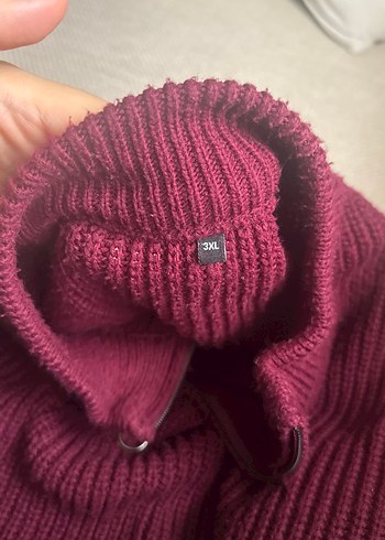 Bordo Yarım Fermuarlı Triko erkek Kazak - Görsel 2