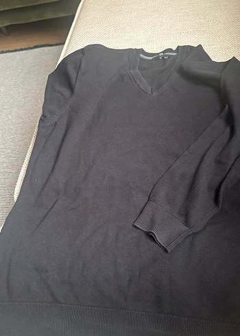 Siyah Erkek V Yakalı İnce kazak - Görsel 2