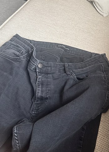 Gri erkek Denim Pantolon Bel Tokalı - Görsel 2