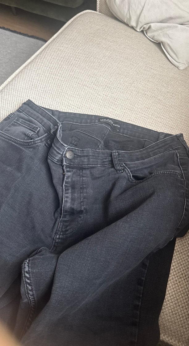 Gri erkek Denim Pantolon Bel Tokalı - Görsel 2