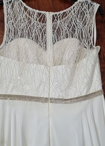 Beyaz pırıltılı çok şık parti kıyafeti 42 beden - Görsel 2