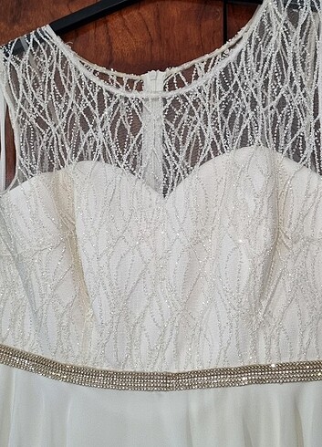 Beyaz pırıltılı çok şık parti kıyafeti 42 beden - Görsel 3