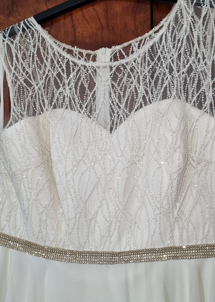Beyaz pırıltılı çok şık parti kıyafeti 42 beden - Görsel 3