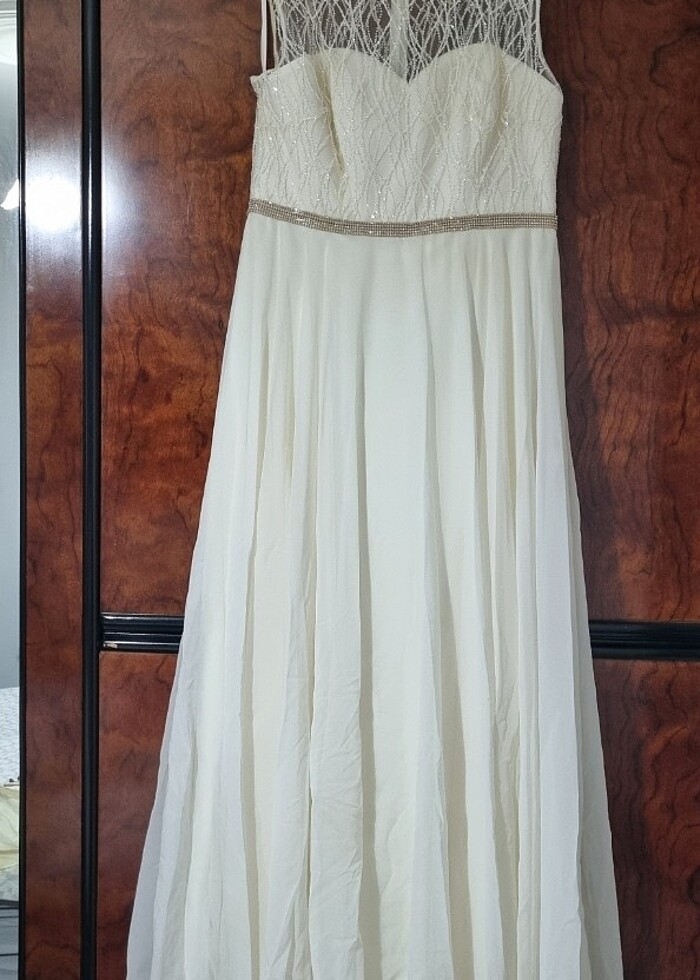 Beyaz pırıltılı çok şık parti kıyafeti 42 beden - Görsel 4