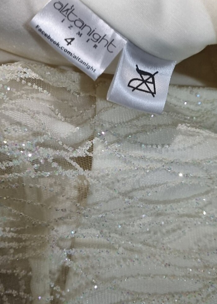 Beyaz pırıltılı çok şık parti kıyafeti 42 beden - Görsel 5