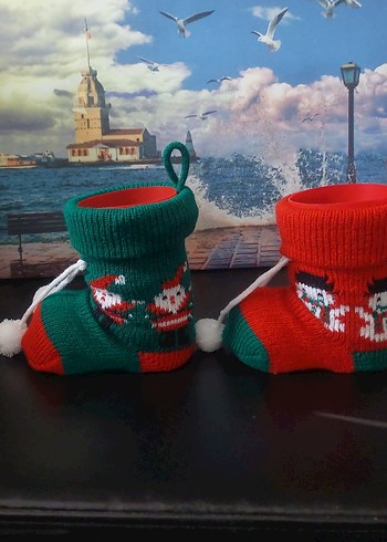 Renkli Nakışlı yılbaşı figür Örgü Patik - Görsel 10