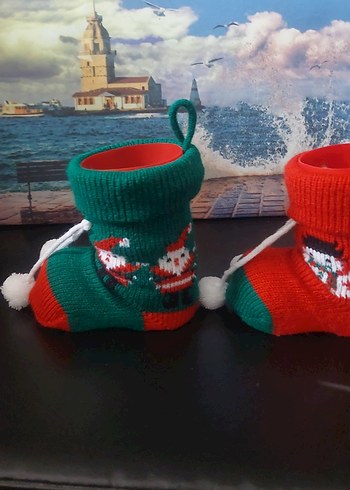 Renkli Nakışlı yılbaşı figür Örgü Patik - Görsel 11