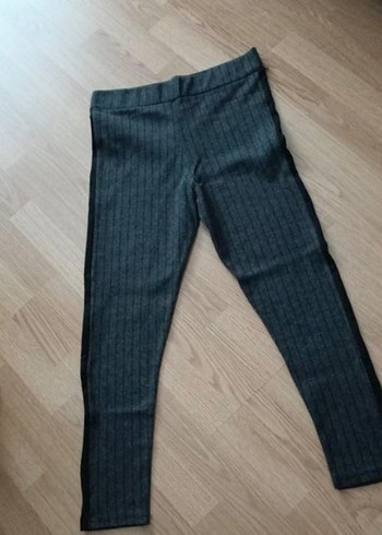 Kız Çocuk Gri Pliseli Denim Tayt