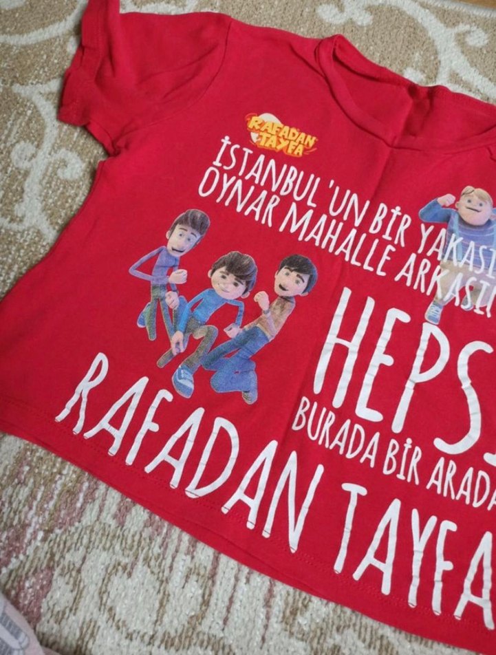 Rafadan Tayfa Baskılı Erkek Tişört Kırmızı - Görsel 2