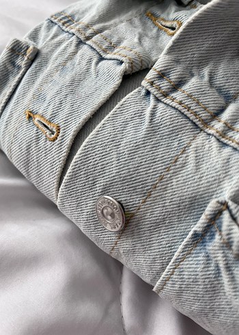 Diğer Gri Düğmeli Kadın Denim Ceket