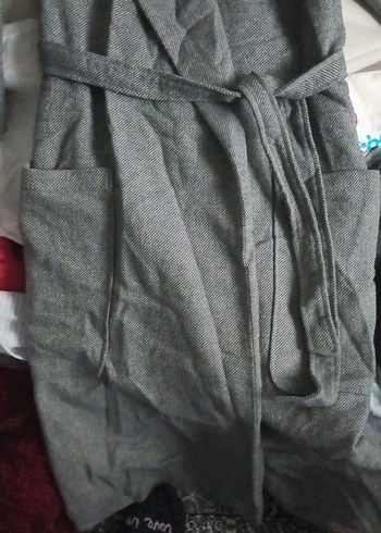 Gri Uzun Kollu Rahat Kadın kaban - Görsel 2