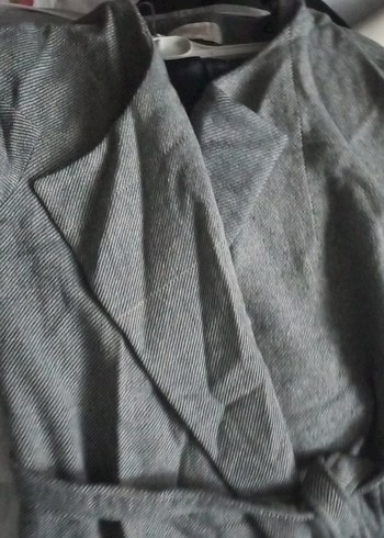 Gri Uzun Kollu Rahat Kadın kaban - Görsel 3